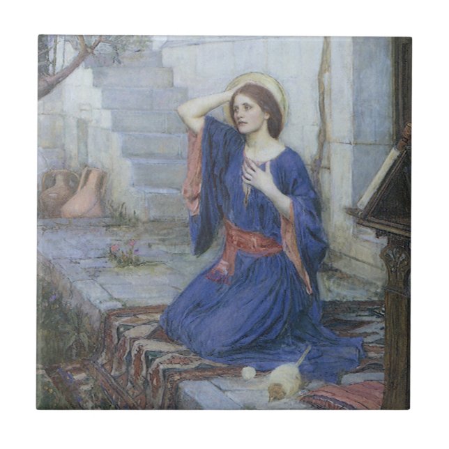 Azulejo De Cerámica Anunciación de John William Waterhouse (Frente)