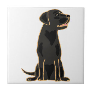 Azulejo De Cerámica AP: mosaico negro de labrador