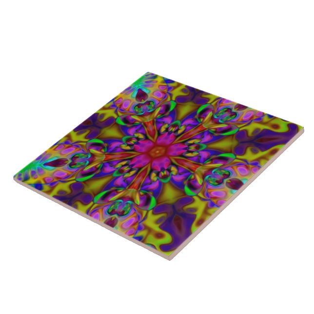 Azulejo De Cerámica Apófisis Kaleidoscope Arte Fractal - II (Lado)