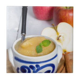 Azulejo De Cerámica Applesauce con canela en tazón de gres