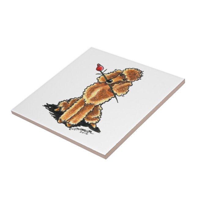 Azulejo De Cerámica Apricot Poodle SValentines (Lado)