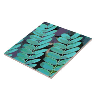 Azulejo De Cerámica Aqua Leaves