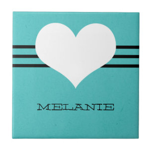 Azulejo De Cerámica Aqua Modern Heart Tile