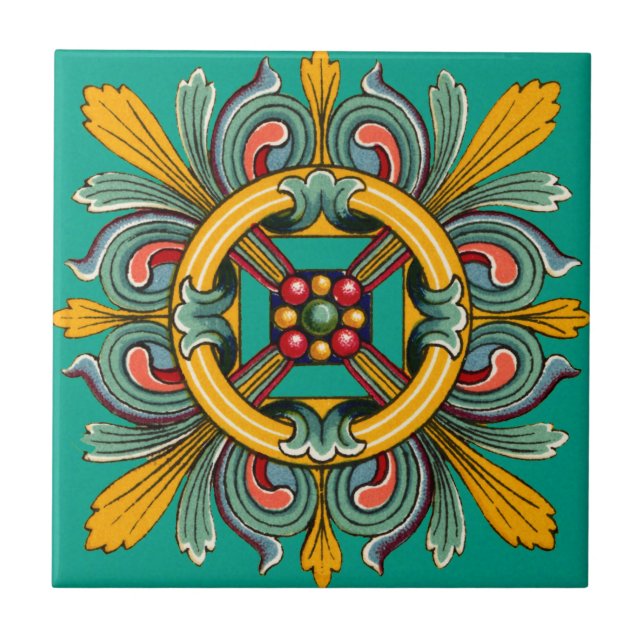 Azulejo De Cerámica Aqua Victorian Tile Design (Frente)