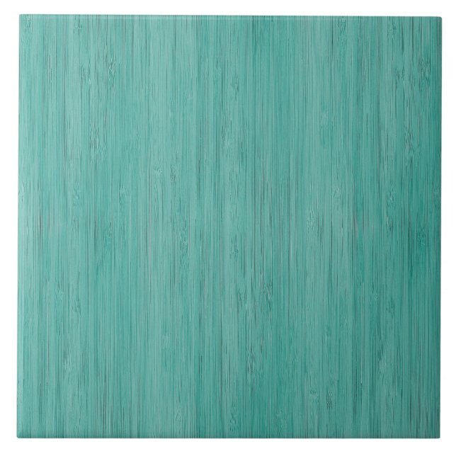 Azulejo De Cerámica Aquamarine Bamboo Wood Grain Look (Frente)