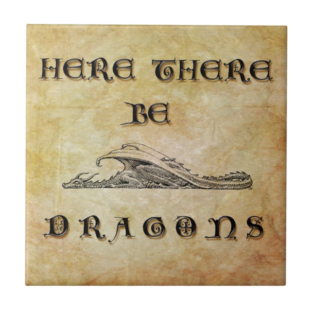 Azulejo De Cerámica Aquí Hay Dragones (Frente)