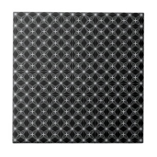 Azulejo De Cerámica arabesco blanco y negro