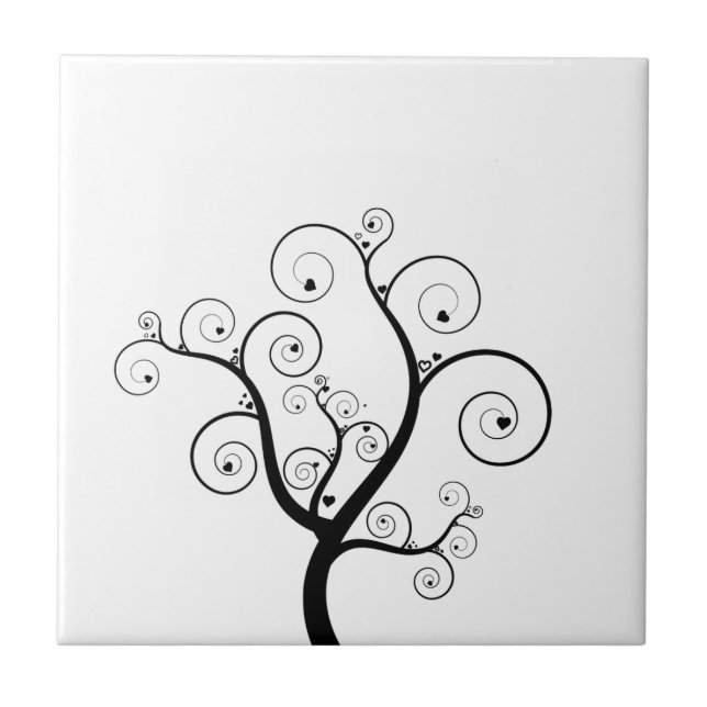 Azulejo De Cerámica Árbol con corazones (Frente)