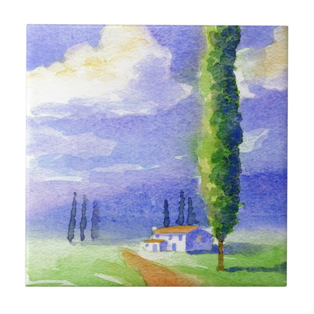 Azulejo De Cerámica Árbol de Cypress (Frente)