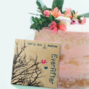 Azulejo De Cerámica Árbol de grano de madera de jaula para pájaros par