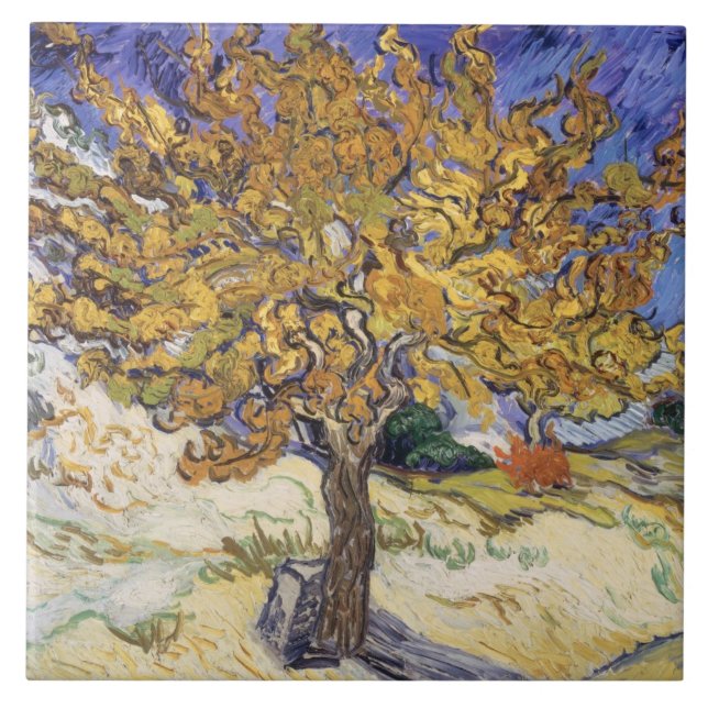 Azulejo De Cerámica Árbol de mora de Vincent van Gogh el |, 1889 (Frente)