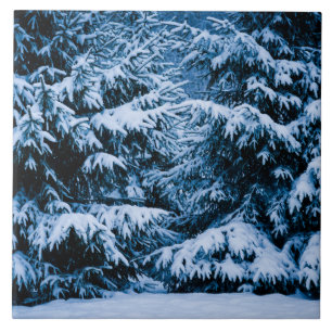 Azulejo De Cerámica Árbol de Navidad de los bosques de invierno