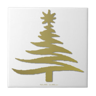 Azulejo De Cerámica Árbol de Navidad moderno estampado con plantilla d