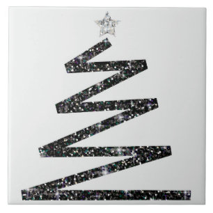 Azulejo De Cerámica árbol de Navidad purpurina