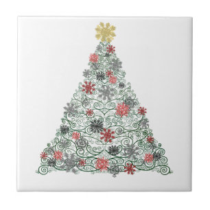 Azulejo De Cerámica Árbol de Swirly adornado