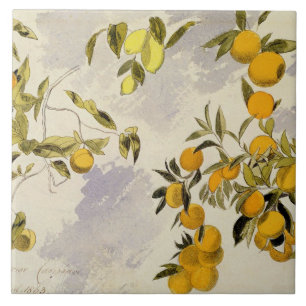 Azulejo De Cerámica Árboles anaranjados, 1863 (w/c, pluma y tinta