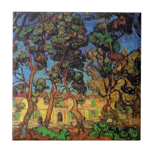 Azulejo De Cerámica Árboles de Van Gogh en el jardín, Hospital Saint P