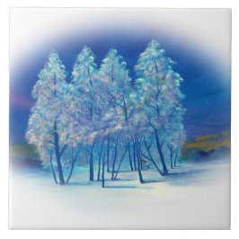 Azulejo De Cerámica Árboles frutales de invierno resumen arte forestal