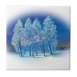 Azulejo De Cerámica Árboles frutales de invierno resumen arte forestal