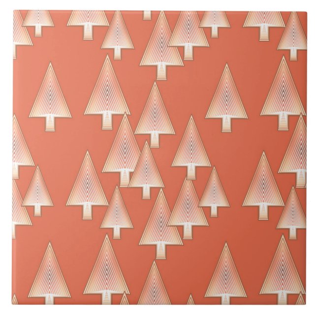 Azulejo De Cerámica Árboles modernos de Navidad metálicos - cobre y óx (Frente)