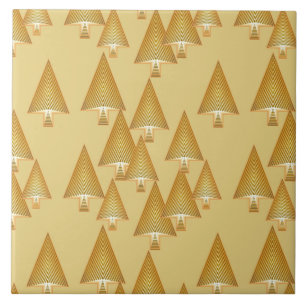 Azulejo De Cerámica Árboles modernos metálicos de Navidad - oro amaril