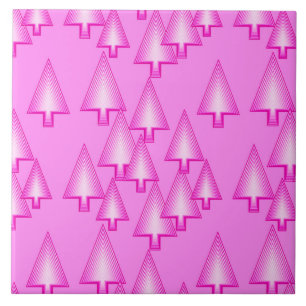 Azulejo De Cerámica Árboles modernos metálicos de Navidad - rosa orquí