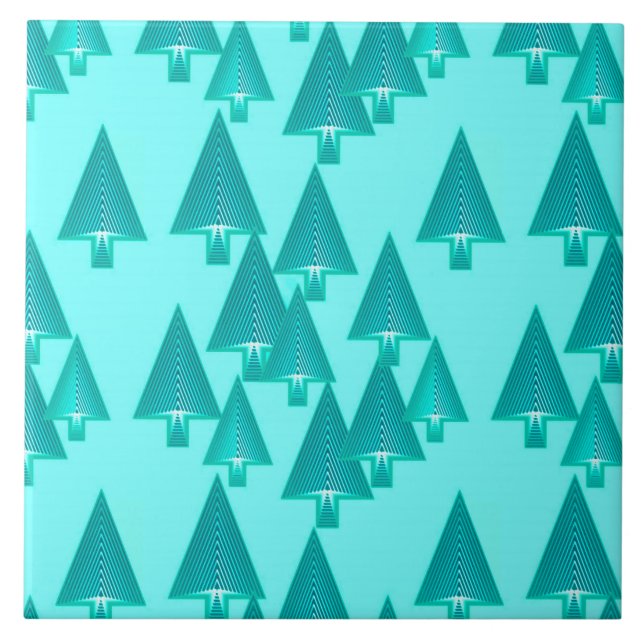 Azulejo De Cerámica Árboles modernos metálicos de Navidad - turquesa (Frente)
