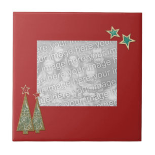 Azulejo De Cerámica Árboles y estrellas de Navidad - Foto personalizad