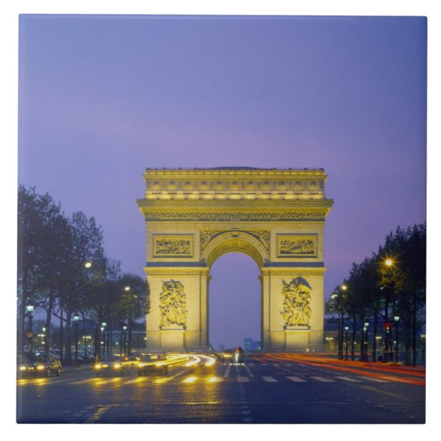 Azulejo De Cerámica Arc de Triomphe, París, Francia, (Frente)