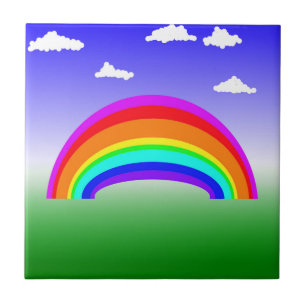 Azulejo De Cerámica Arcoiris y mosaico de nubes