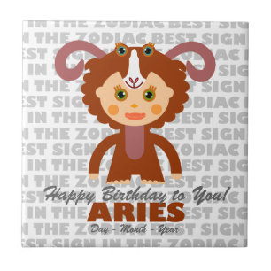 Azulejo De Cerámica Aries Feliz Cumpleaños