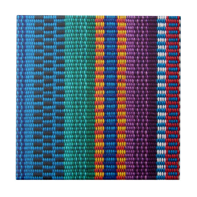 Azulejo De Cerámica Armadura tradicional de la tela de Guatemala (Frente)