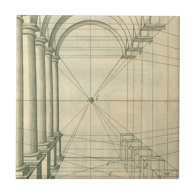 Azulejo De Cerámica Arquitectura de época, perspectiva de columnas de  (Frente)