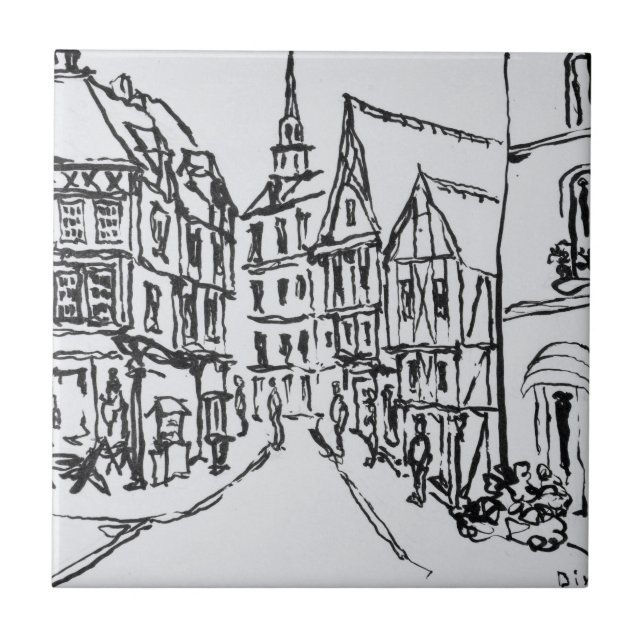 Azulejo De Cerámica Arquitectura| Dinan, Bretaña, Francia (Frente)