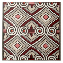 Art Deco hace Persia (Tan, Coral, Gris y Marrón)