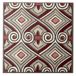 Azulejo De Cerámica Art Deco hace Persia (Tan, Coral, Gris y Marrón)