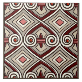 Azulejo De Cerámica Art Deco hace Persia (Tan, Coral, Gris y Marrón)