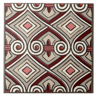 Azulejo De Cerámica Art Deco hace Persia (Tan, Coral, Gris y Marrón)