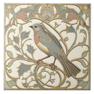 Azulejo de cerámica Art Nouveau con diseño de mosa
