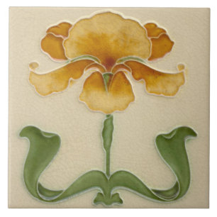 Azulejo de cerámica Art Nouveau - Flor de mostaza