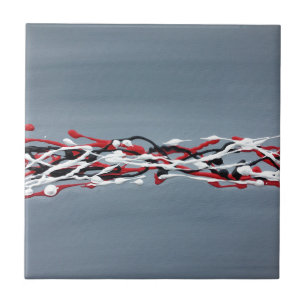 Azulejo De Cerámica Arte abstracto gris rojo y negro