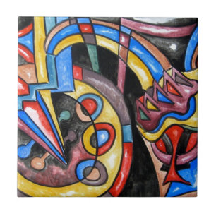 Azulejo De Cerámica Arte abstracto pintado Jazz-Mano extraterrestre