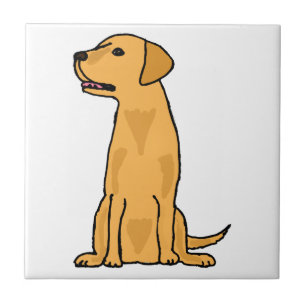 Azulejo De Cerámica Arte amarillo del perro de perrito del labrador
