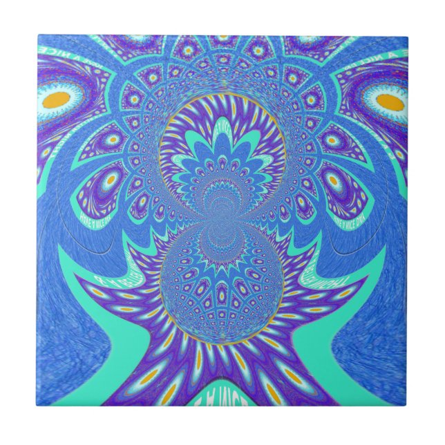 Azulejo De Cerámica Arte azul moderno (Frente)