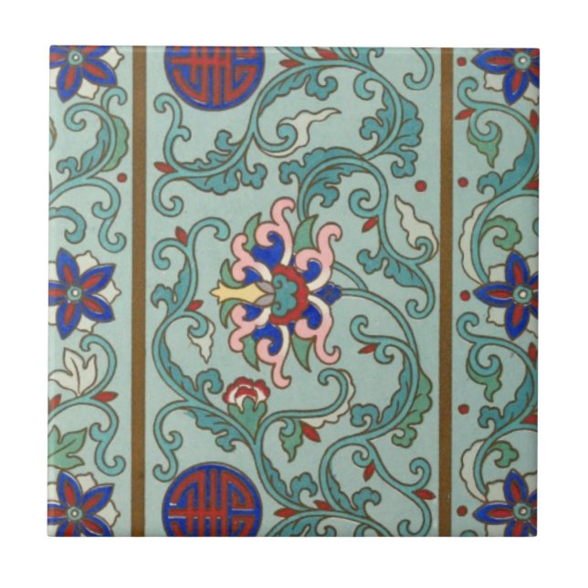 Azulejo De Cerámica Arte chino vintage (Frente)