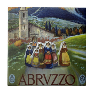 Azulejo De Cerámica Arte de cartel de viaje vintage de Abruzzo Italia