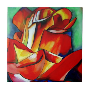 Azulejo De Cerámica Arte de color rosa de Red France Libre