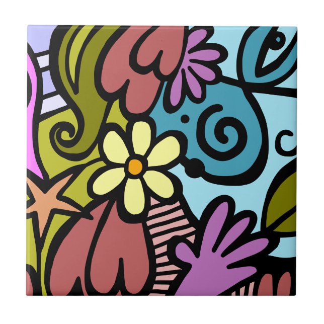 Azulejo De Cerámica Arte de cubismo abstracto moderno (Frente)