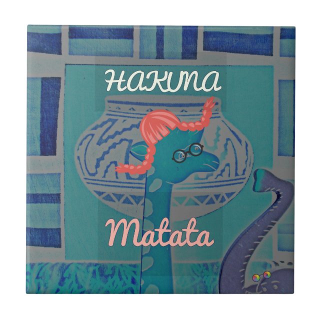 Azulejo De Cerámica Arte de jirafa lúdico: Un destello africano (Frente)