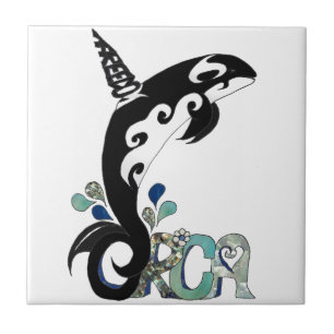 Azulejo De Cerámica Arte de la Libertad de las Orcas